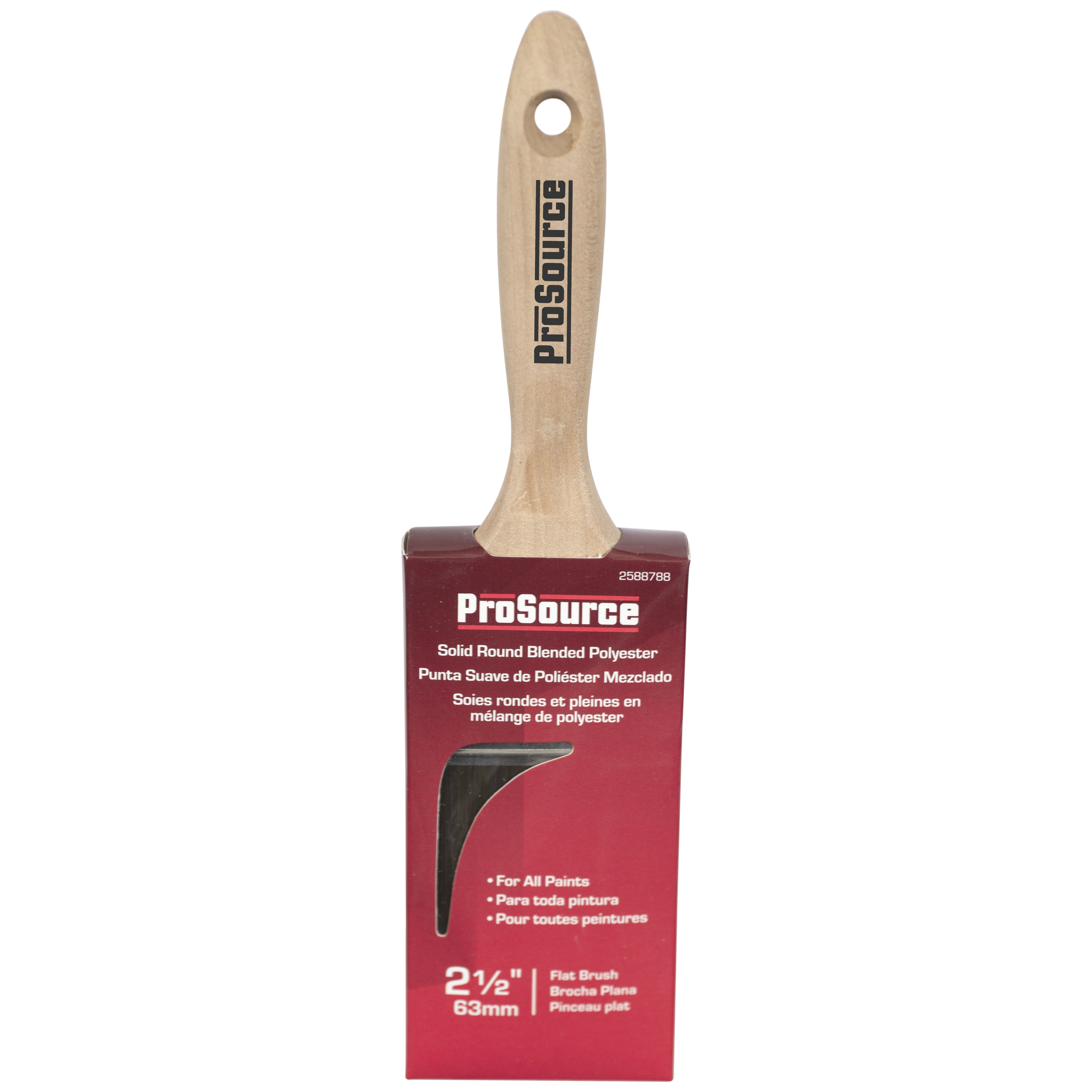 OR 11601 0250 Paint Brush, 2-1/2 in W, Flat Brush, Polyester Bristle