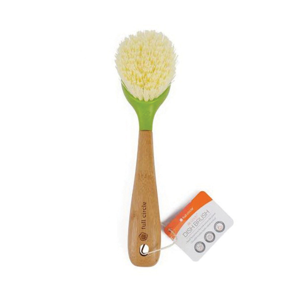 Full Circle Be Good FC10108 Dish Brush, 2.56 in W Brush, Plastic Bristle, Bamboo Handle, Green - 2