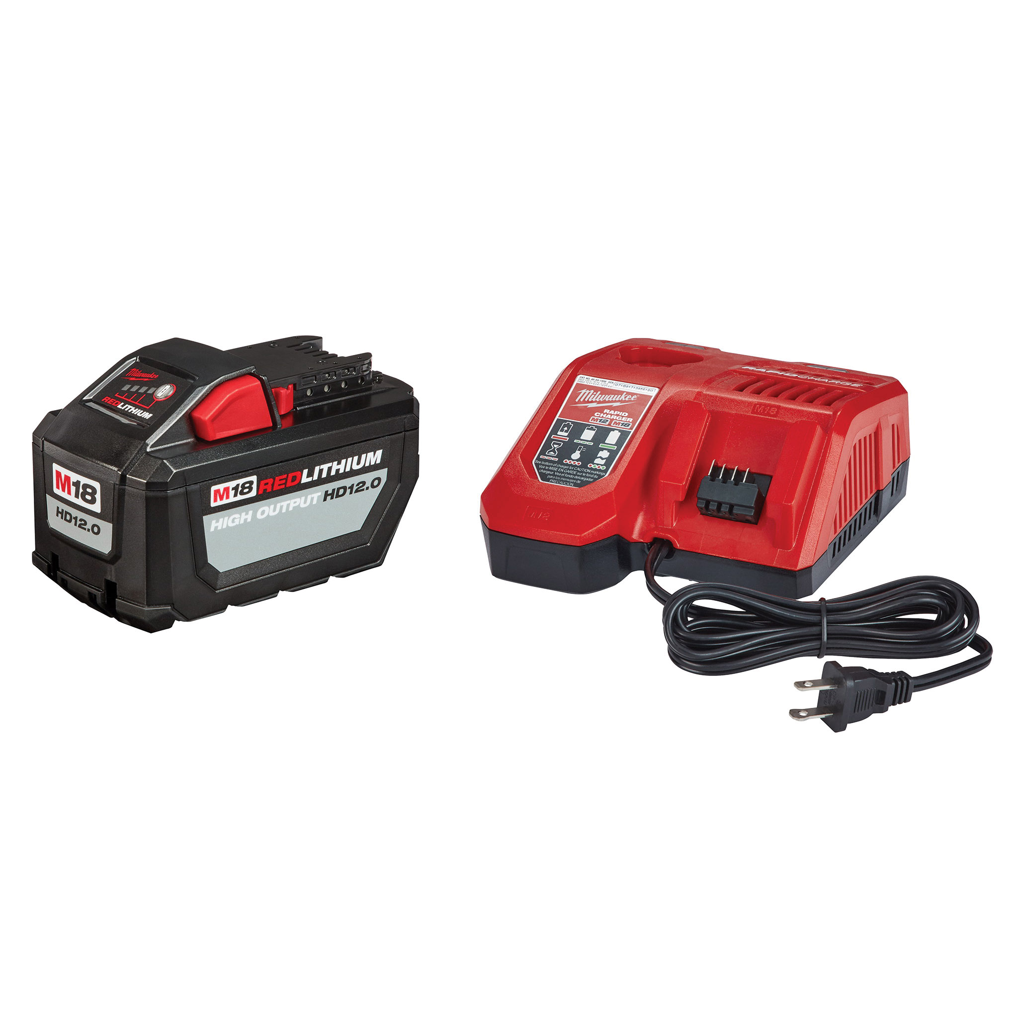 M18 REDLITHIUM 48-59-1200 Battery and Charger Starter Kit, 120 VAC Input, 18 V Output, 12 Ah, 2 hr Charge