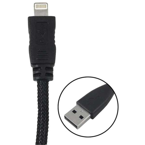 PM1006U8BB Lightning Cable, Lightning 8-Pin, USB, Black, 6 ft L