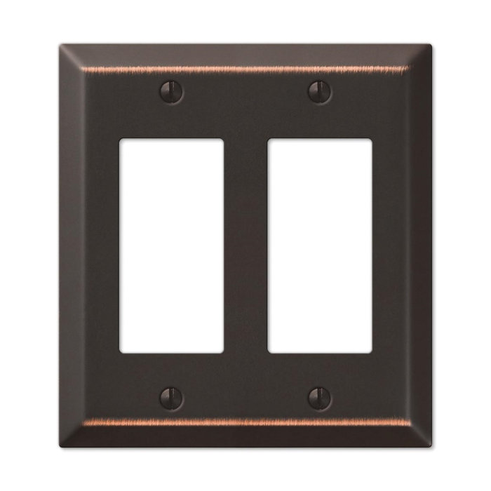 Amerelle Century Series 163RRDB Wallplate, 5 in L, 4.6 in W, 2-Gang, Steel, Bronze - 1