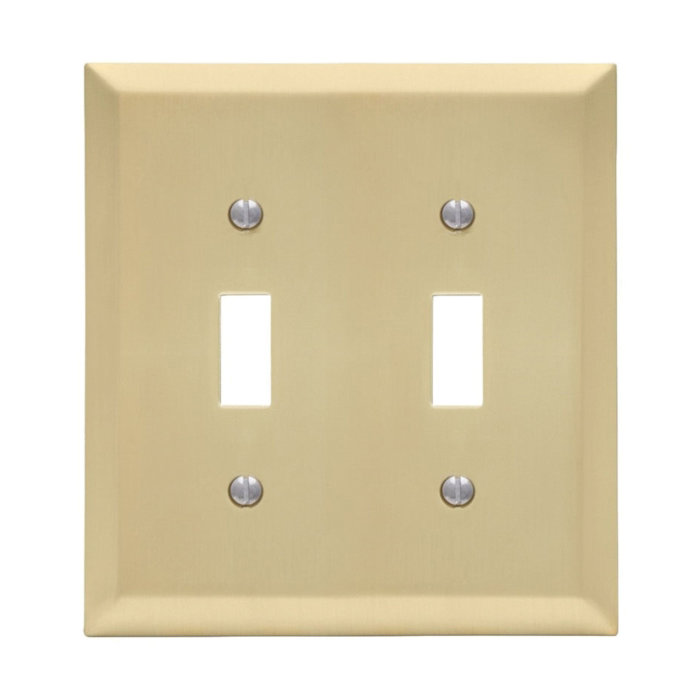 163TTSB Switch Wallplate, 4-15/16 in L, 4-9/16 in W, 2 -Gang, Steel, Brass, Satin