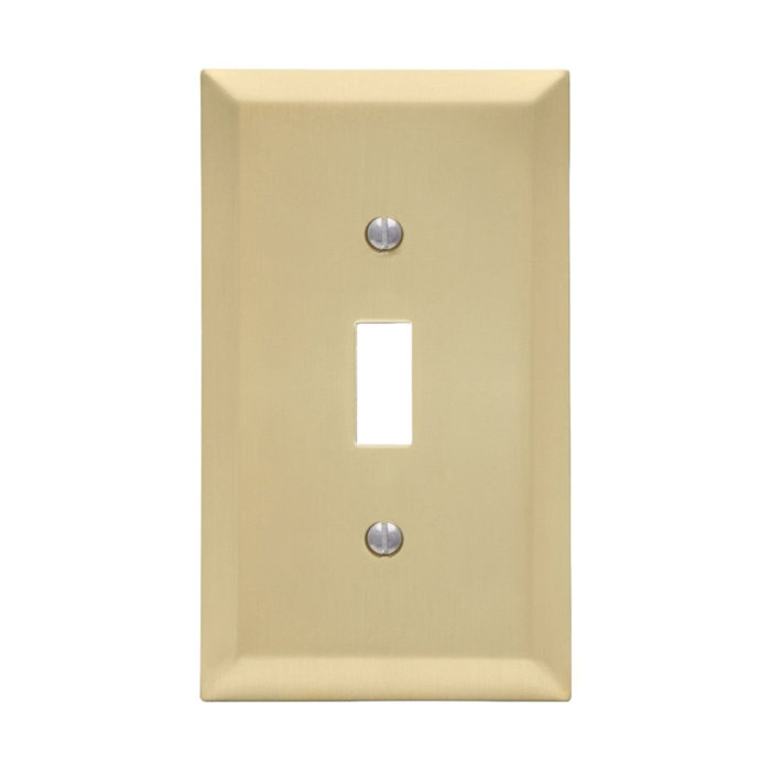 163TSB Switch Wallplate, 4-11/16 in L, 2-7/8 in W, 1 -Gang, Steel, Brass, Satin