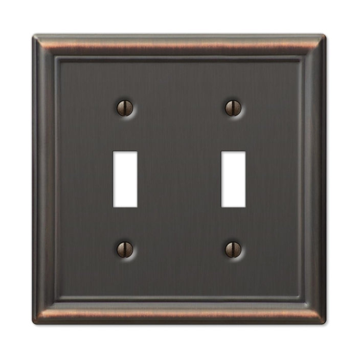 Chelsea Series 149TTDB Switch Wallplate, 4-7/8 in L, 4-15/16 in W, 2-Gang, Steel, Bronze, Aged