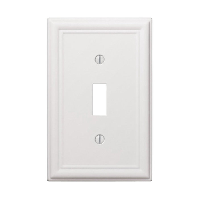 149TW Switch Wallplate, 4-7/8 in L, 3-1/8 in W, 1-Gang, Steel, White, Matte