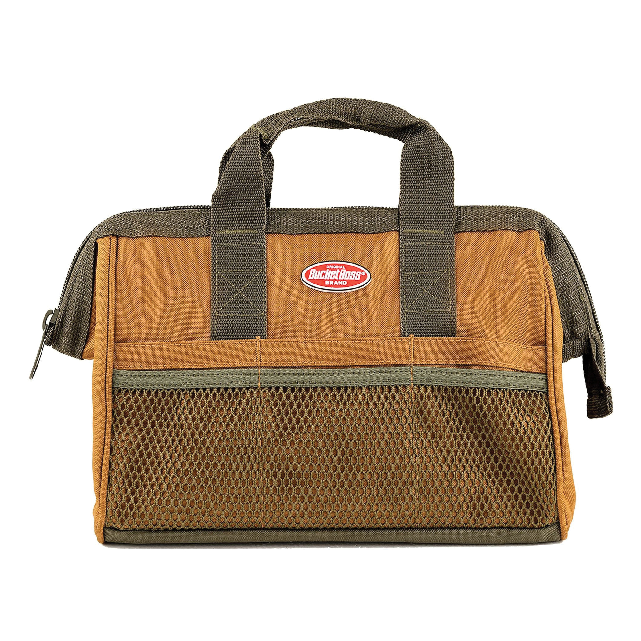 Professional Series 60013 Gatemouth Tool Bag, 13 in W, 8 in D, 10 in H, 6-Pocket, 600D Polyester, Brown