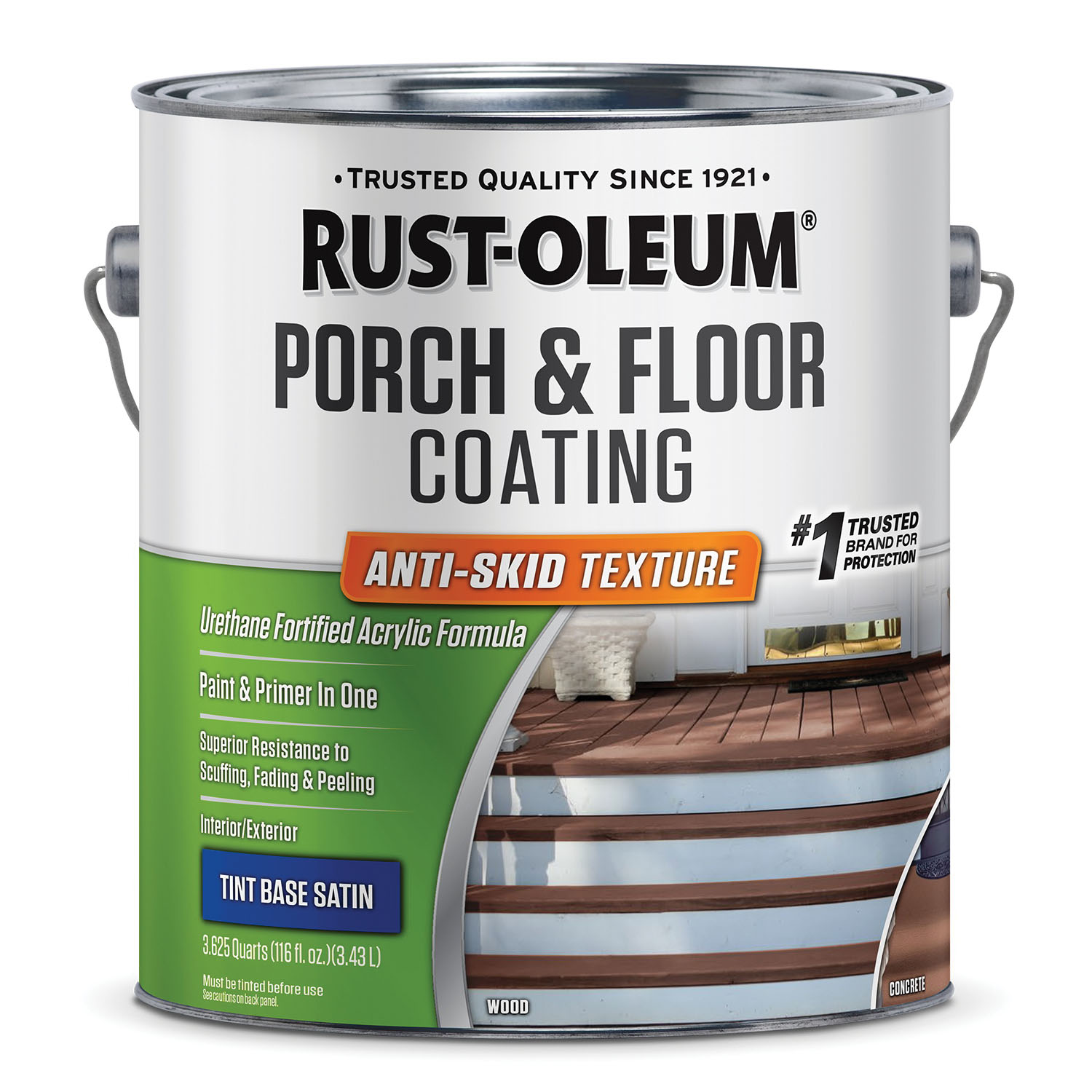 Rust-Oleum 262367 Porch and Floor Paint, Satin, 1 gal, Can, 300 to 400 sq-ft/gal Coverage Area