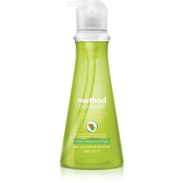 Method 1240 Dish Soap, 18 oz Pump Bottle, Liquid, Lime, Sea Salt, Light Willow Green