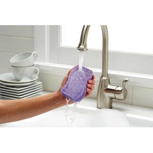 Scotch-Brite Stay Clean 20203-8 Non-Scratch Sponge, 4.4 in L, 2.6 in W, 0.6 in Thick, Cellulose