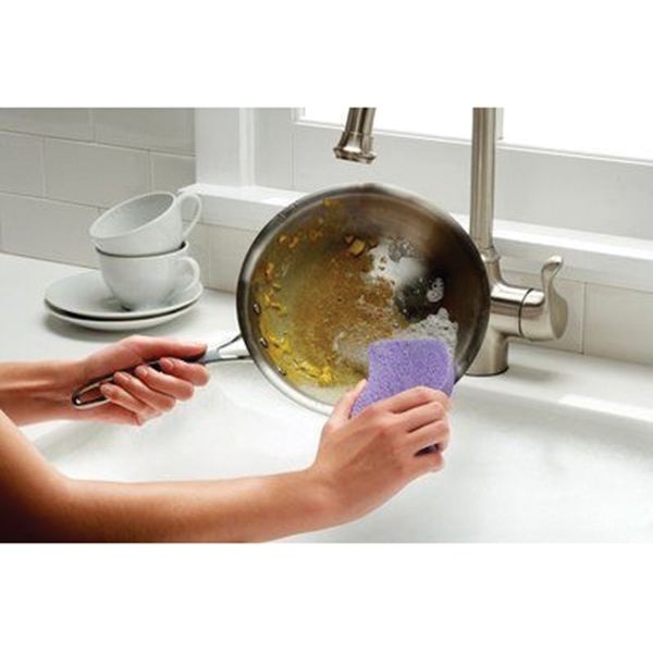 Scotch-Brite Stay Clean 20203-8 Non-Scratch Sponge, 4.4 in L, 2.6 in W, 0.6 in Thick, Cellulose