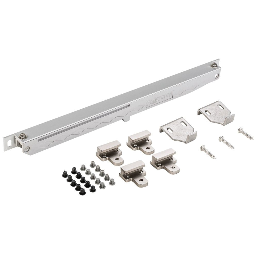 N187-082 Sliding Door Hardware Kit, 13-3/8 in L Track, Plastic, Satin Nickel