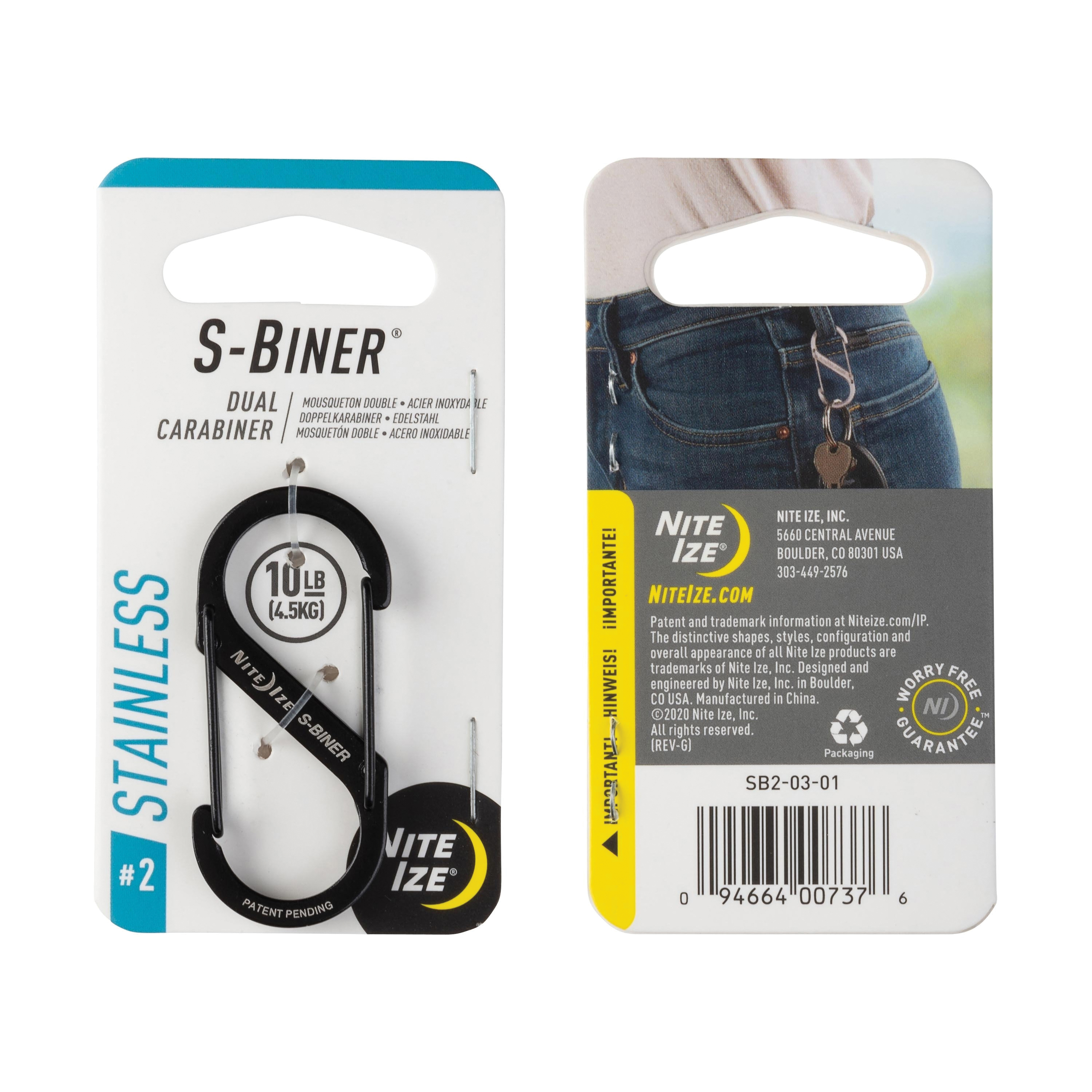 S-Biner Series SB2-03-01 #2 Dual Carabiner, 2 in L, Stainless Steel