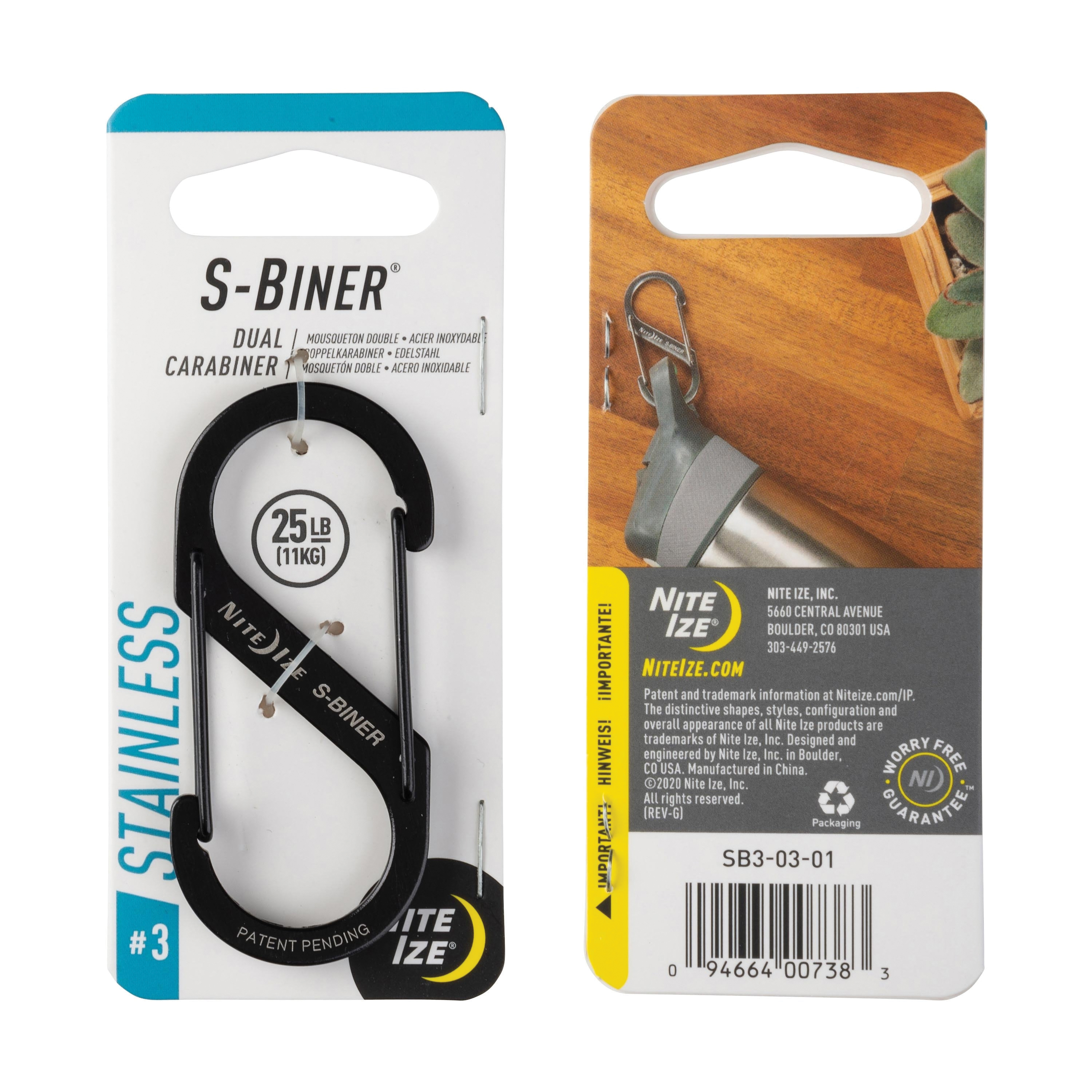 S-Biner Series SB3-03-01 #3 Dual Carabiner, 2-3/4 in L, Black