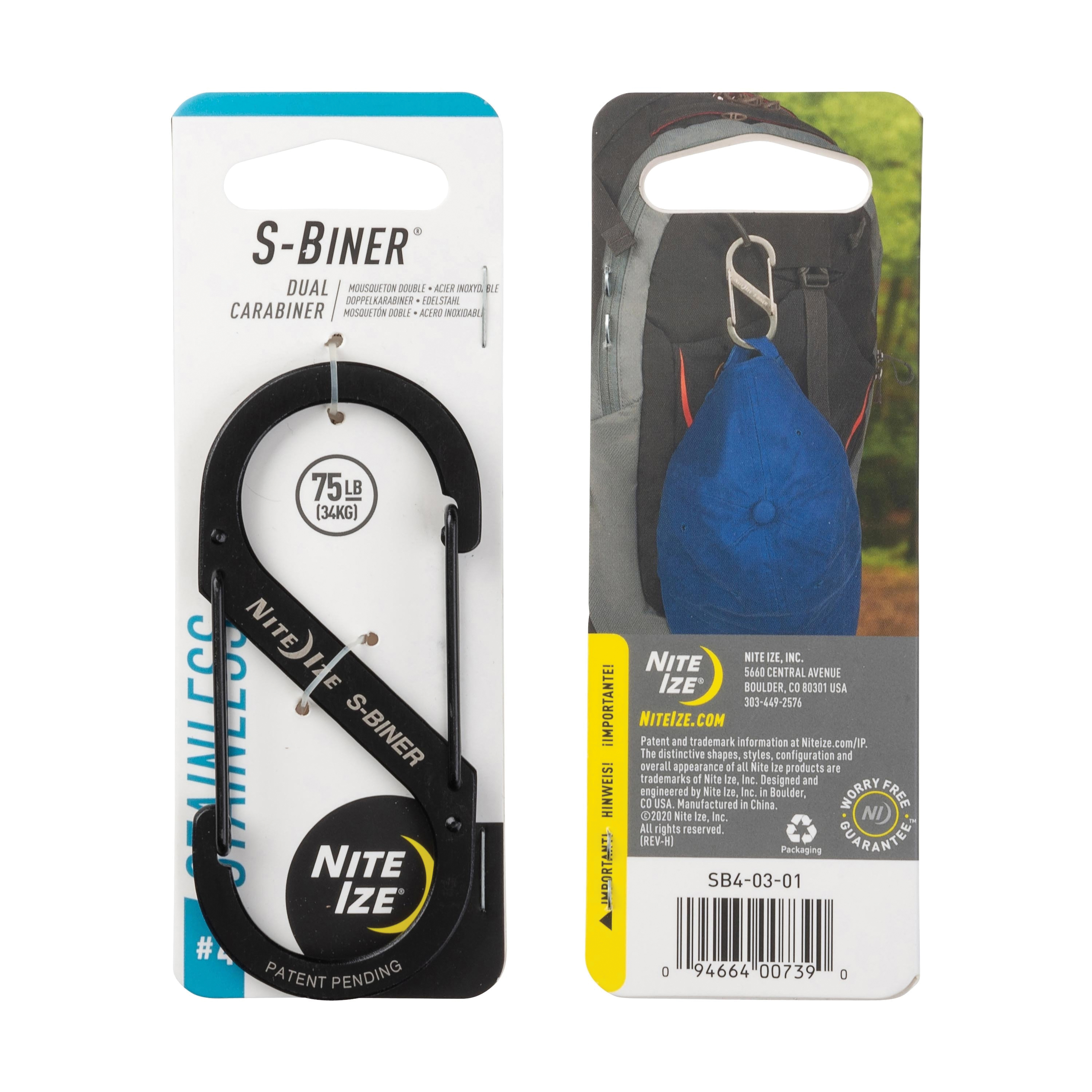 S-Biner Series SB4-03-01 #4 Dual Carabiner, 3-1/2 in L, Stainless Steel