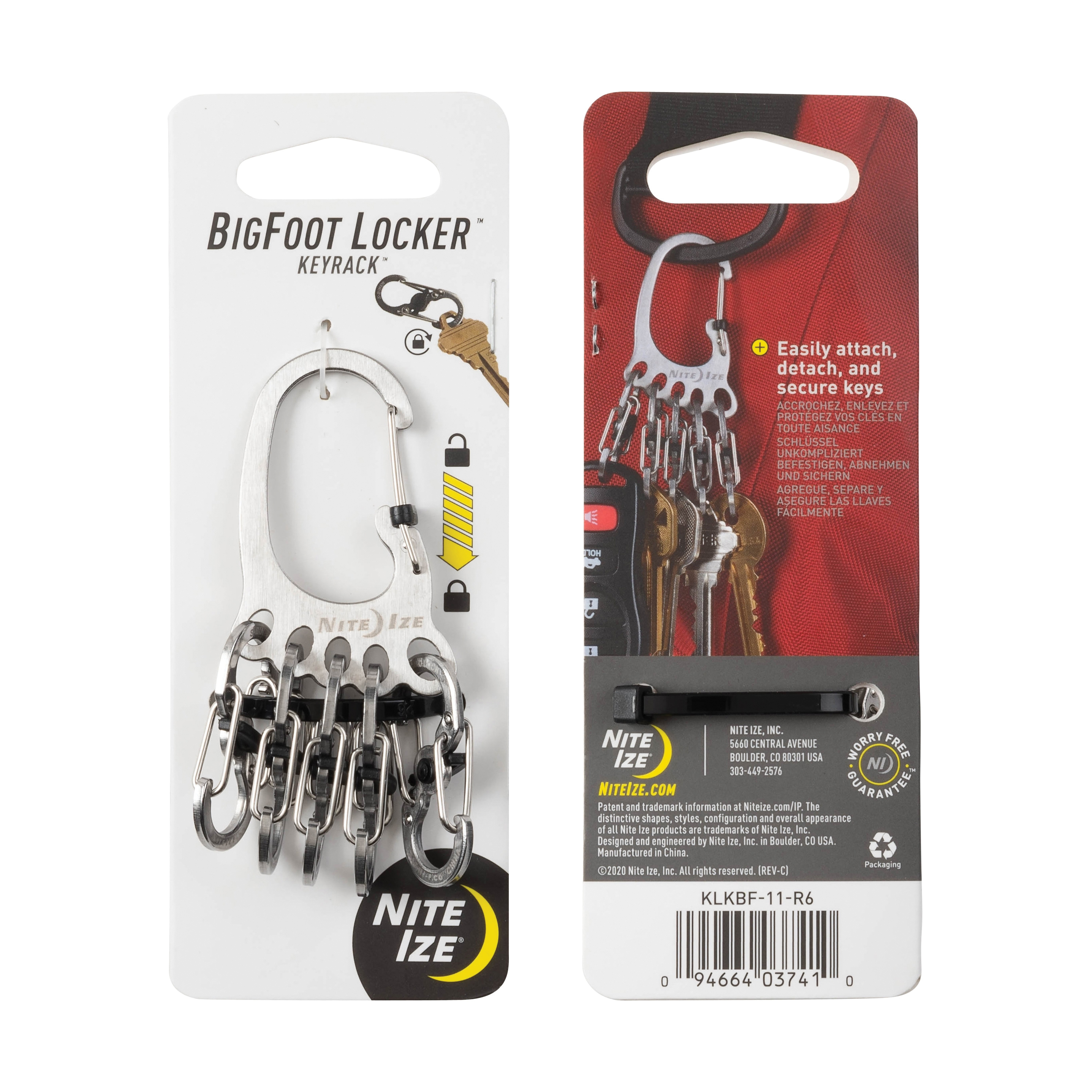 BigFoot Locker KLKBF-11-R6 Key Rack Carabiner, Stainless Steel