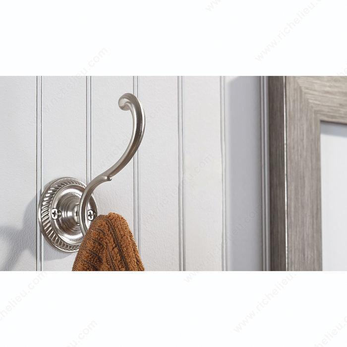 Classic Coat Hook, Onward, 2-Hook, Metal, Brushed Nickel - 1