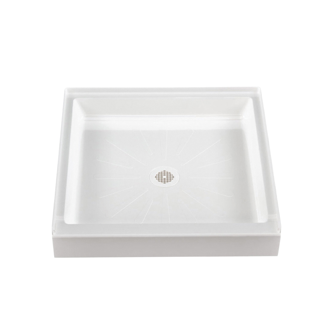 3248M Shower Base, 32 in L, 48 in W, 5-1/2 in H, Fiberglass, White, 2 in Drain