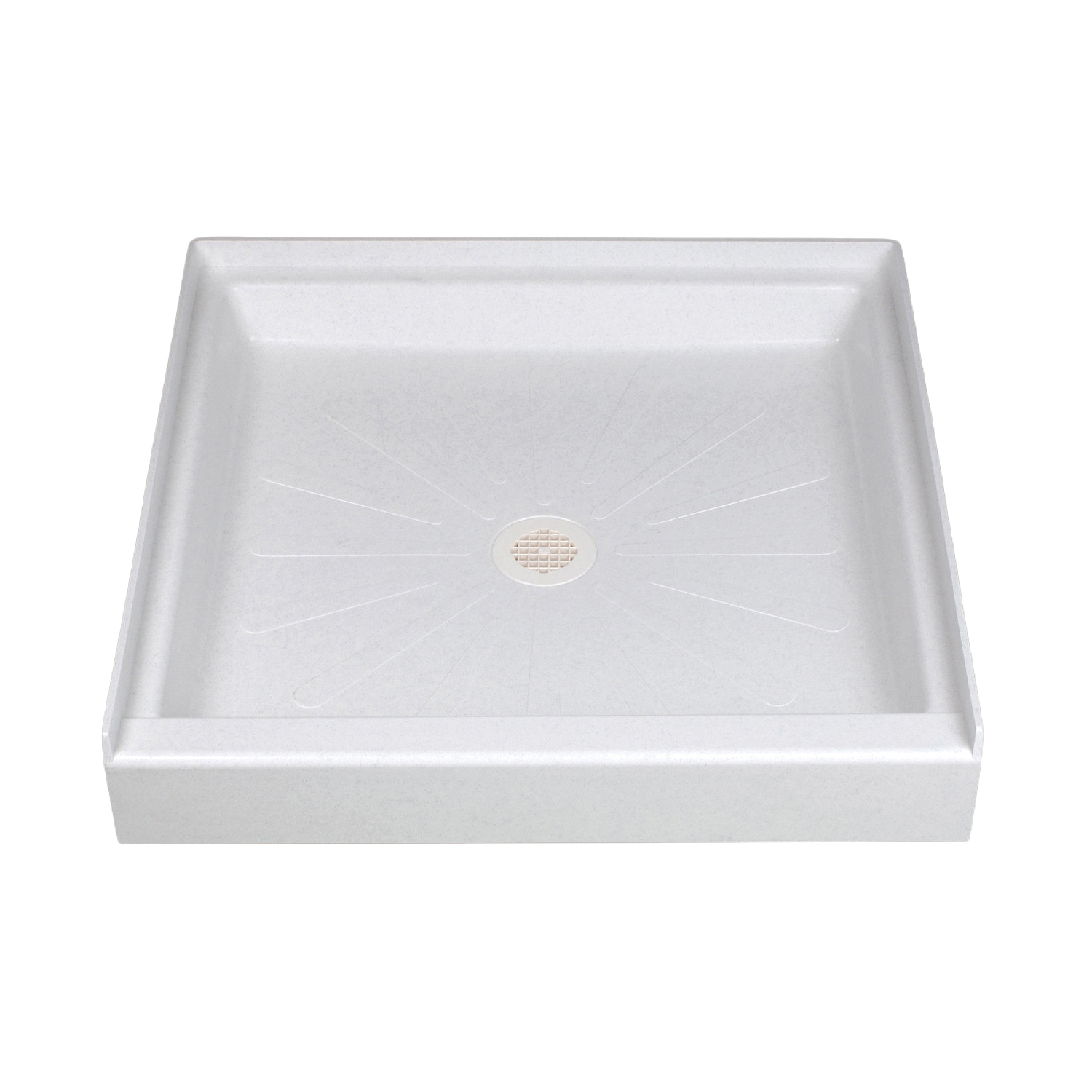 3448M Shower Base, 34 in L, 48 in W, 5-1/2 in H, Fiberglass, White, 2 in Drain