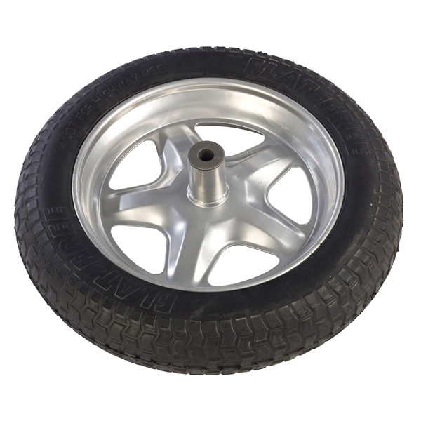 SFFTCC Flat-Free Tire, 16 in Tire, 16 in Dia Tire, 3-1/2 in W Tire, Knobby Tread, Rubber Tire
