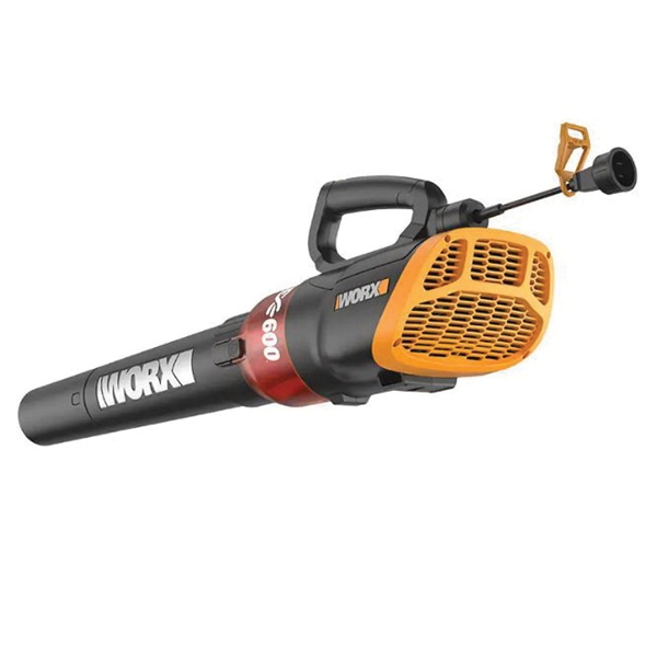 WG520 Electric Leaf Blower, 12 A, 120 V, 320, 600 cfm Air, 20 min Run Time, Black/Orange