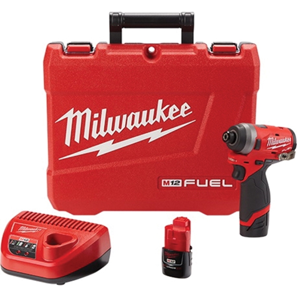 Milwaukee 2553-22 Impact Driver Kit, Battery Included, 12 V, 2 Ah, 1/4 in Drive, Hex Drive, 4000 ipm IPM