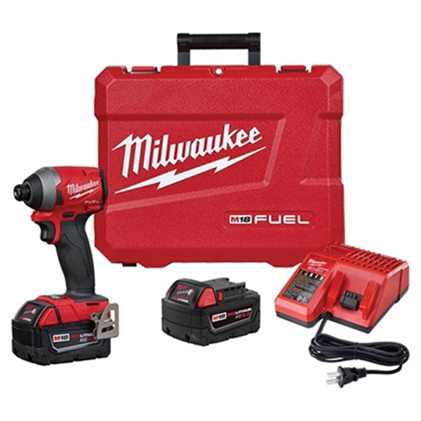 Milwaukee 2853-22 Impact Driver Kit, Battery Included, 18 V, 5 Ah, 1/4 in Drive, Hex Drive, 4300 ipm