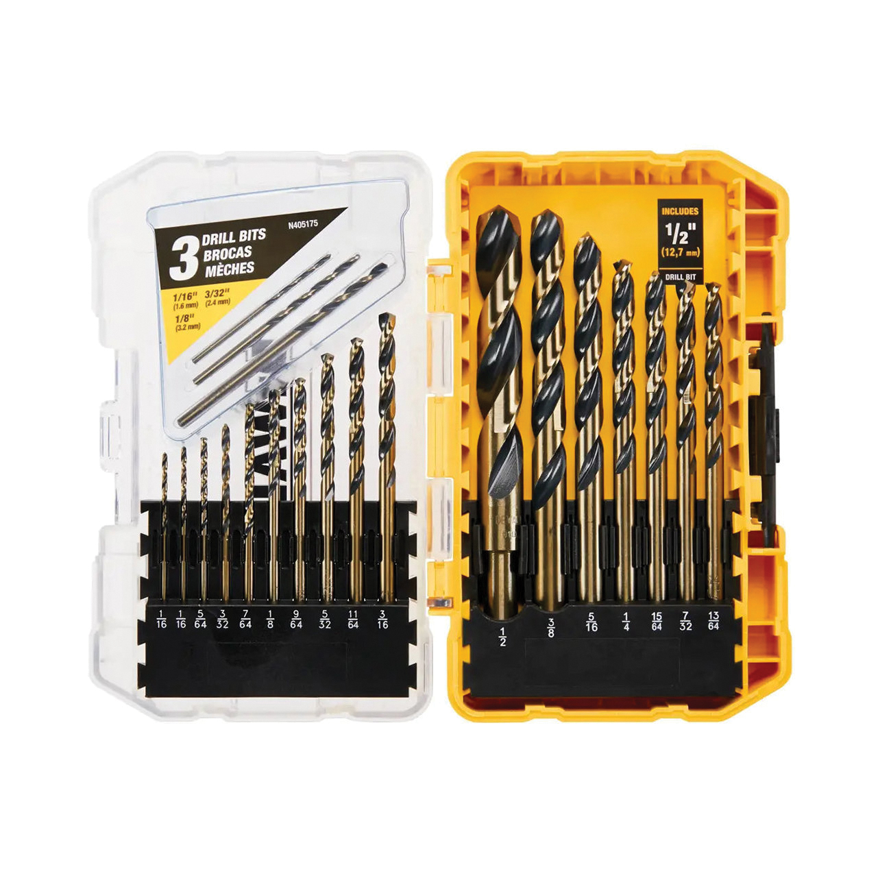 DW1177 Drill Bit Set, 20-Piece, HSS, Black Oxide