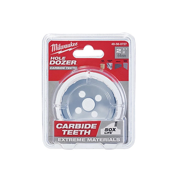 Hole Dozer 49-56-0727 Hole Saw, 2-1/2 in Dia, 1.62 in D Cutting, 5/8-18 Arbor, 4 TPI, Carbide Cutting Edge