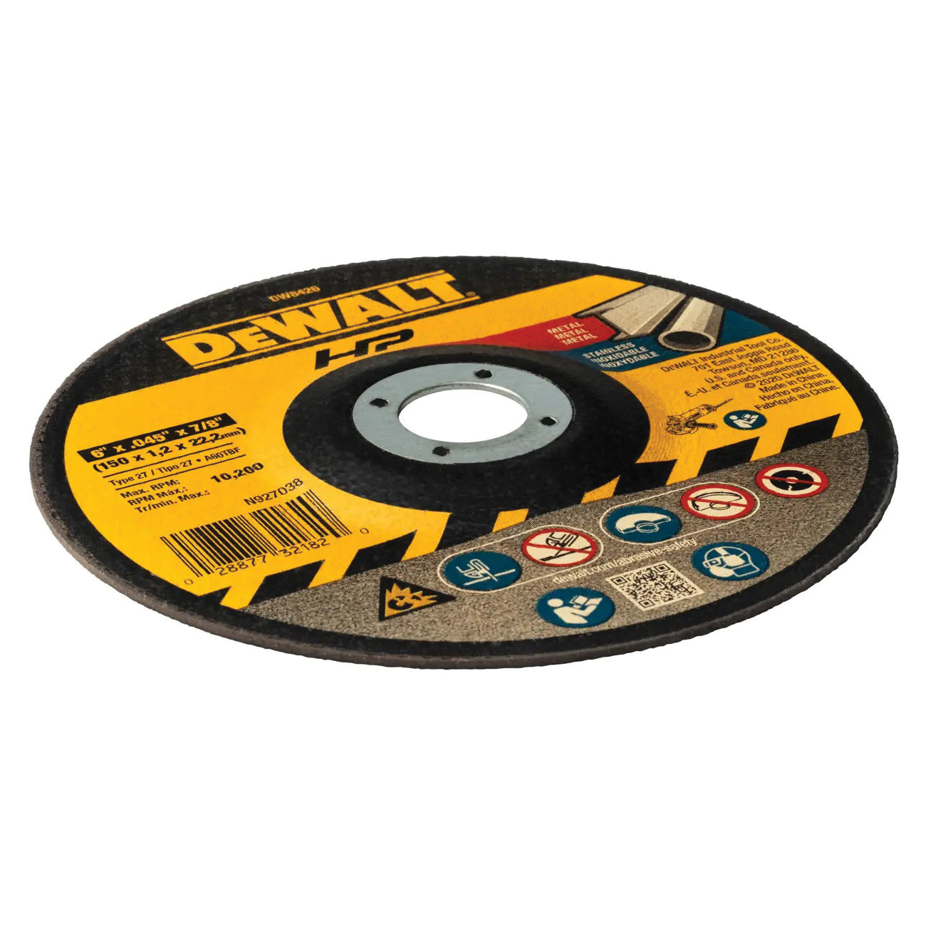 DEWALT HP DW8426 Cutting Wheel, 6 in Dia, 0.045 in Thick, 7/8 in Arbor, 60 Grit, Medium, Aluminum Oxide Abrasive - 2
