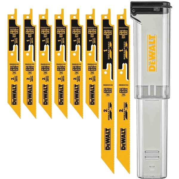 BREAKAWAY DWABK48SETCS Reciprocating Saw Blade Set, 8-Piece, Bi-Metal, Black/Yellow