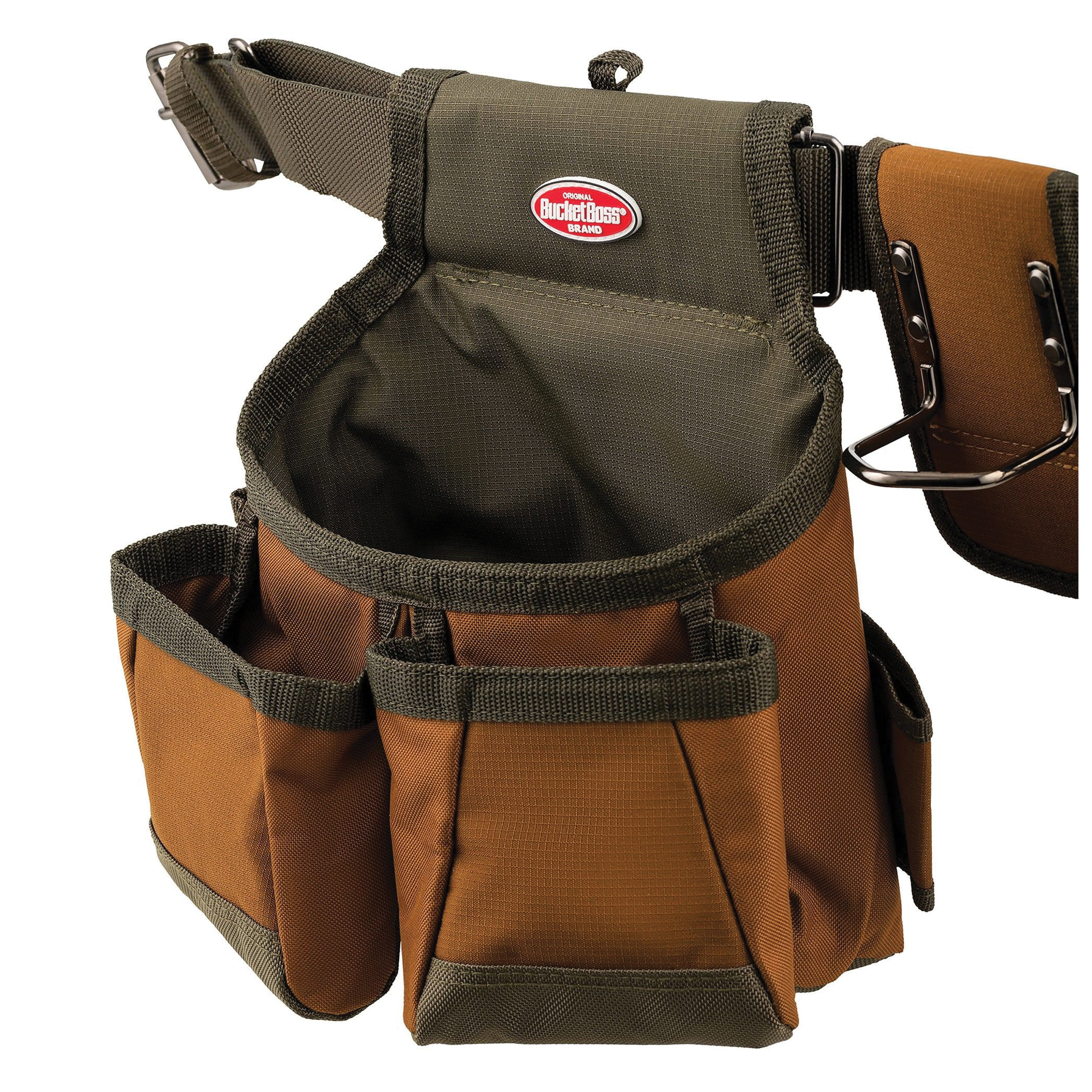 Bucket Boss 50200 Builder's Tool Belt, 52 in Waist, Poly Fabric, Brown/Green, 12-Pocket - 3