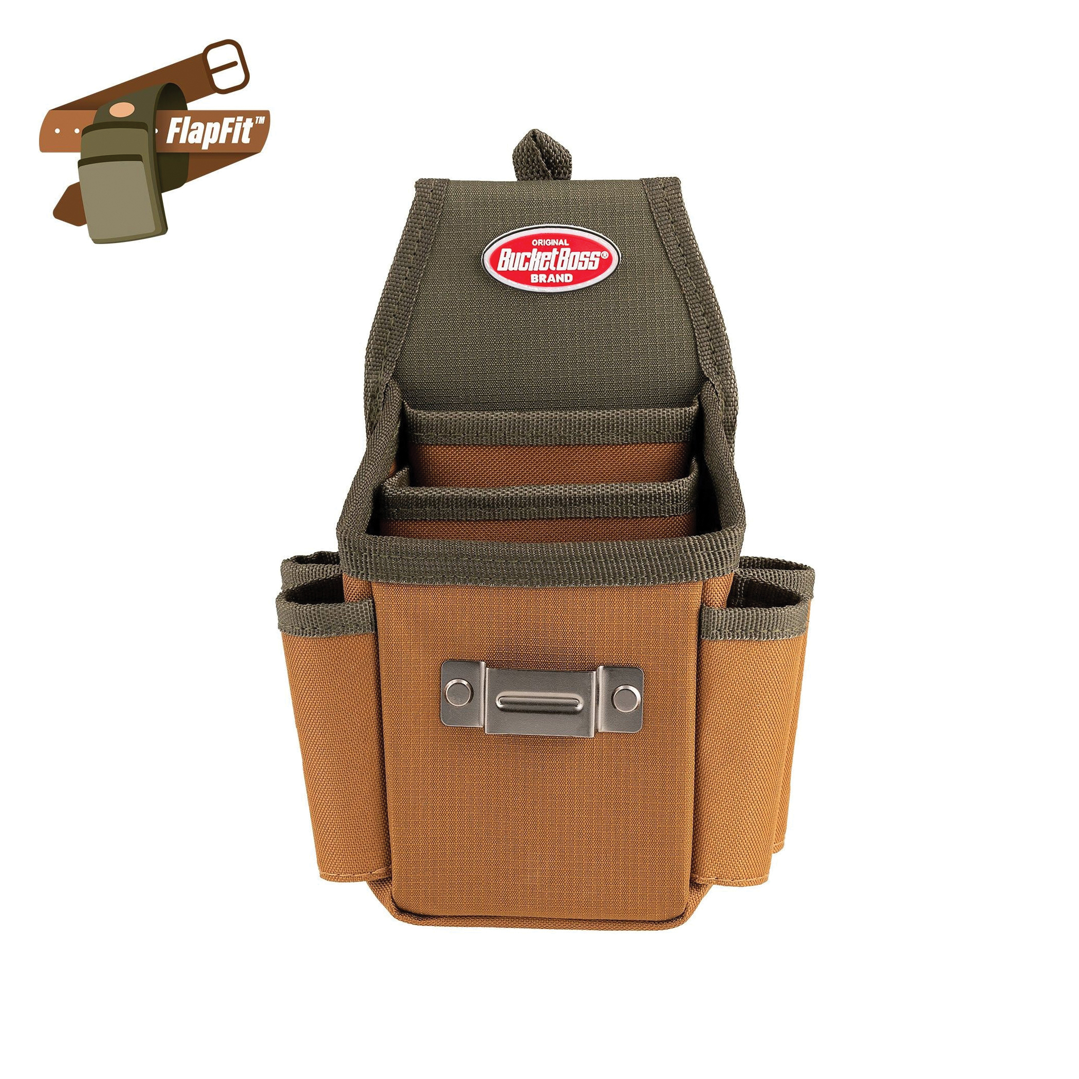 54175 Utility Plus Pouch, 3-Pocket, 600D Polyester, Brown/Green, 6-1/2 in W, 9-1/5 in H, 4 in D