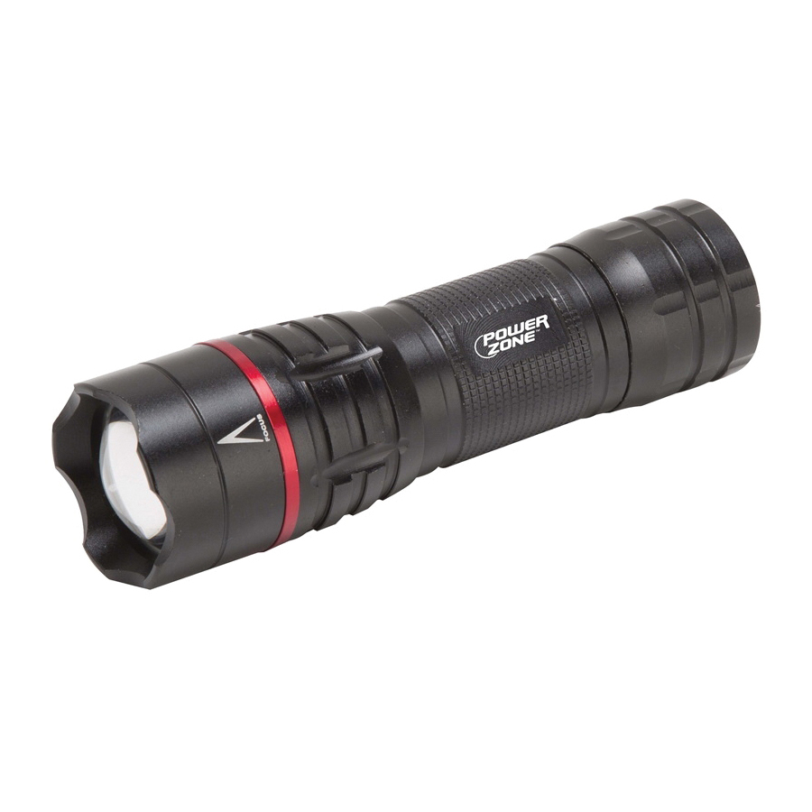 12093 Tactical Flashlight, AAA Battery, LED Lamp, 500 Lumens, 140 m Beam Distance, 2.5 hr Run Time, Black/Red