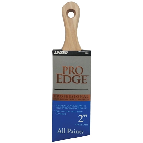 Pro Edge 2861 PE-2 Paint Brush, 2 in W, 2-1/2 in L Bristle, Polyester Bristle, Angular Handle