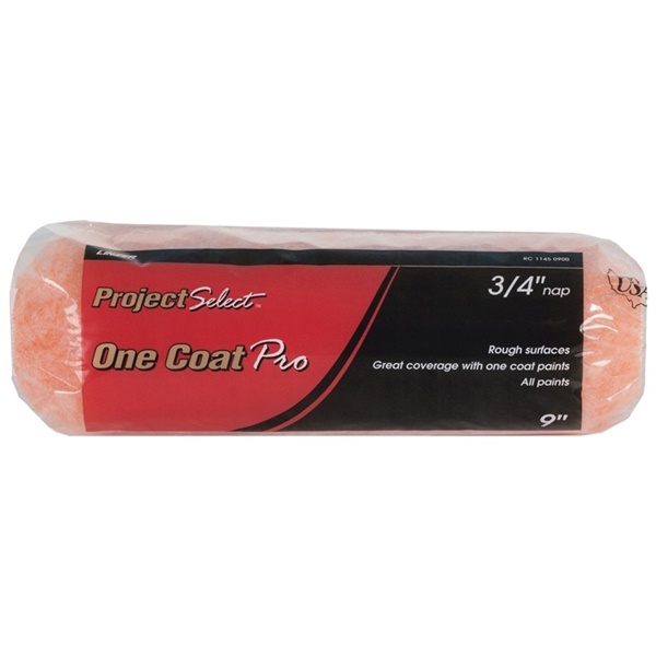 PROJECT SELECT, One Coat Pro RC1145 Roller Cover, 3/4 in Thick Nap, 9 in L, Polyester Cover