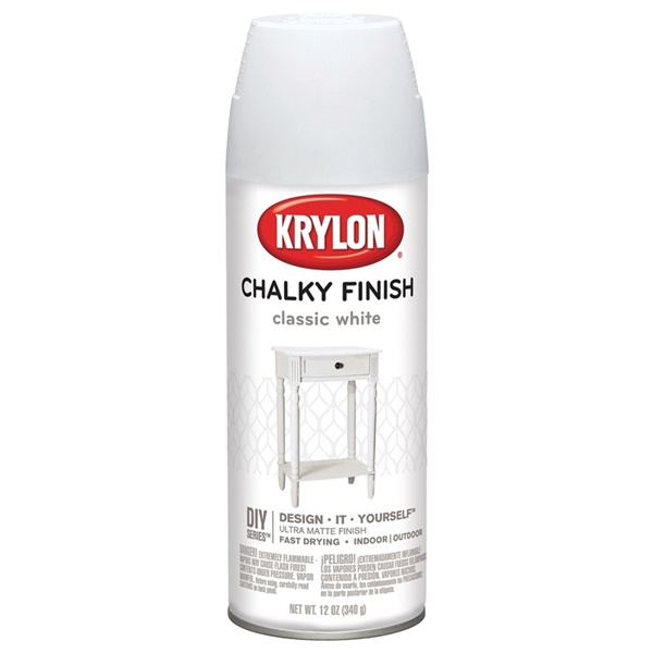 Krylon K04101000 Chalk Spray Paint, Matte, Classic White, 12 oz, Can