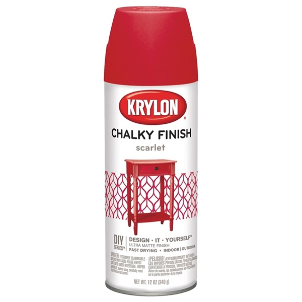 Krylon K04115000 Chalk Spray Paint, Matte, Scarlet, 12 oz, Can