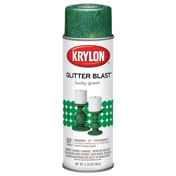 K03809A00 Craft Spray Paint, Glitter, Lucky Green, 5.75 oz, Can