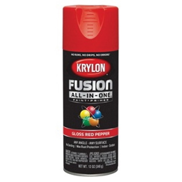 K02720007 Spray Paint, 12 oz Can, 25 sq-ft Coverage Area, Acrylic Base, Gloss, Red Pepper, 25 minute drying time, Exterior, Interior Use