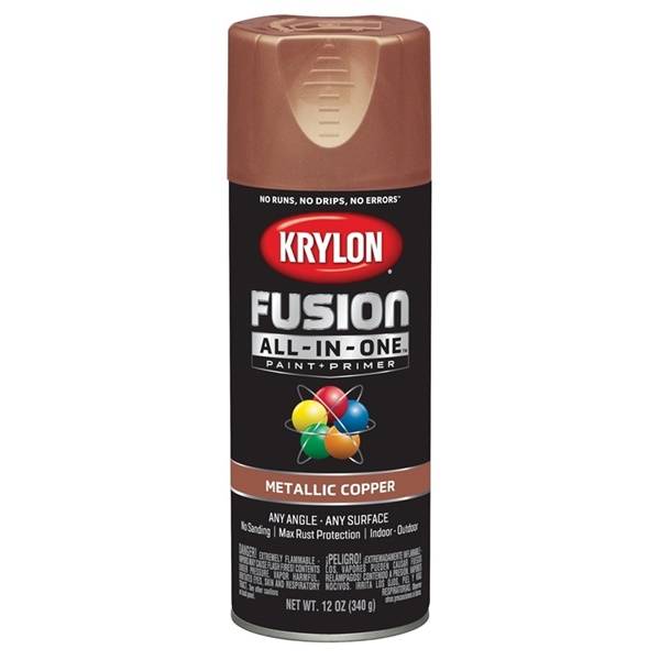 K02768007 Spray Paint, Metallic, Copper, 12 oz, Can, 25 sq-ft Coverage Area, 25 minute drying time, Oil Base, Exterior, Interior Use