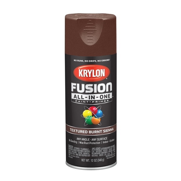K02777007 Spray Paint, Textured, Burnt Sienna, 12 oz, Can, 25 sq-ft Coverage Area, 25 minute Drying time, Enamel Base, Exterior, Interior Use