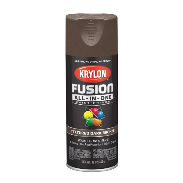 K02778007 Spray Paint, Textured, Dark Bronze, 12 oz, Can, 25 sq-ft Coverage Area, 25 minute Drying time, Enamel Base, Exterior, Interior Use