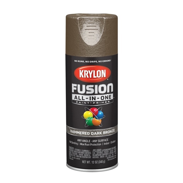 K02787007 Spray Paint, Hammered, Dark Bronze, 12 oz, Can, 25 sq-ft Coverage Area, 25 minute drying time, Oil Base, Exterior, Interior Use