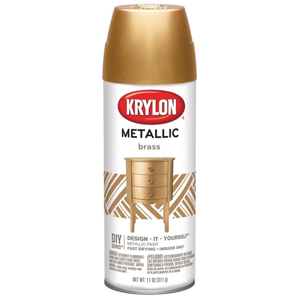 K02204007 Metallic Spray Paint, Metallic, Brass, 12 oz, Can