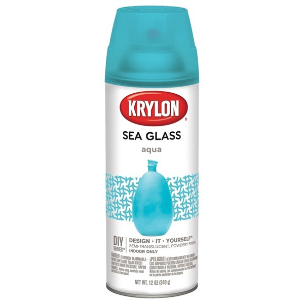 K09057000 Spray Glass Spray Paint, Sea Glass, Aqua, 12 oz, Aerosol Can, 25 sq-ft Coverage Area, 15 minute Drying time, Oil Base, Interior Use