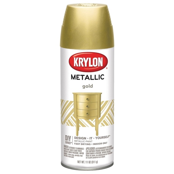 K01706007 Metallic Spray Paint, Metallic, Gold, 12 oz, Can