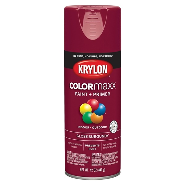 K05508007 Enamel Spray Paint, Gloss, Burgundy, 12 oz, Can