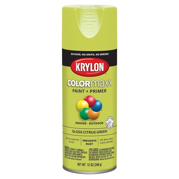 K05512007 Enamel Spray Paint, Gloss, Citrus Green, 12 oz, Can