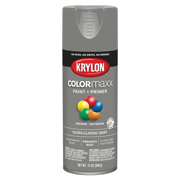 K05513007 Enamel Spray Paint, Gloss, Classic Gray, 12 oz, Can