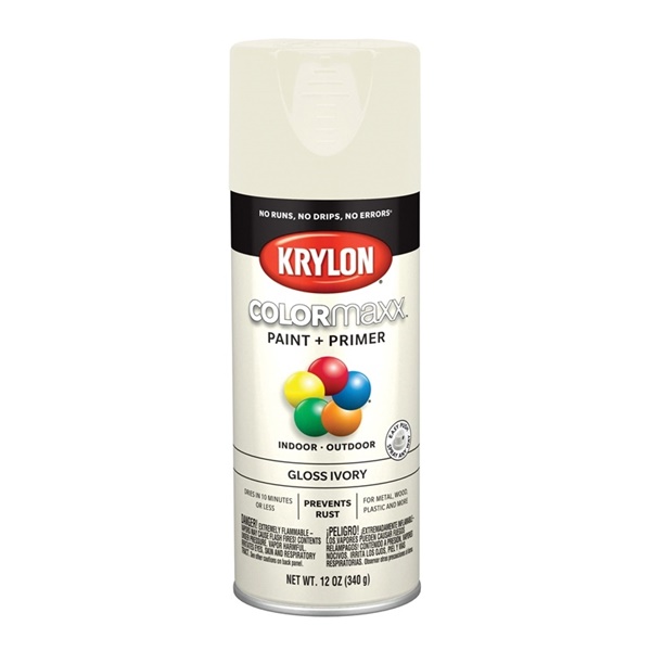 K05524007 Enamel Spray Paint, Gloss, Ivory, 12 oz, Can